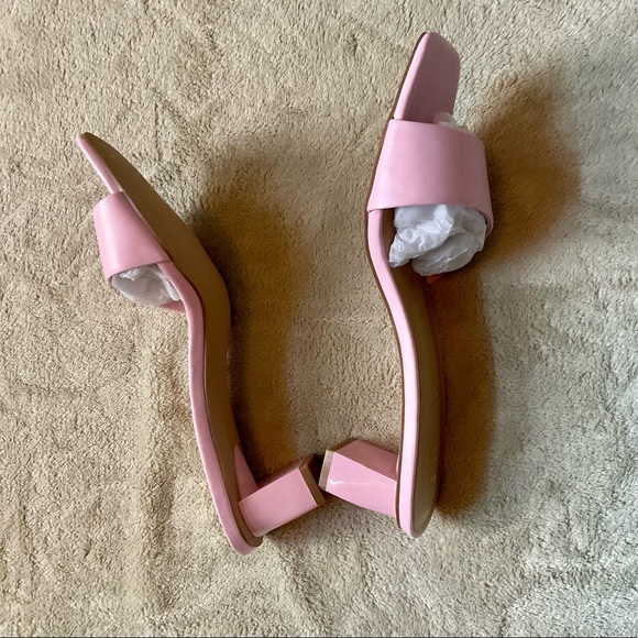 Pink slip on sandals with 2” block heel - Picture 2 of 6